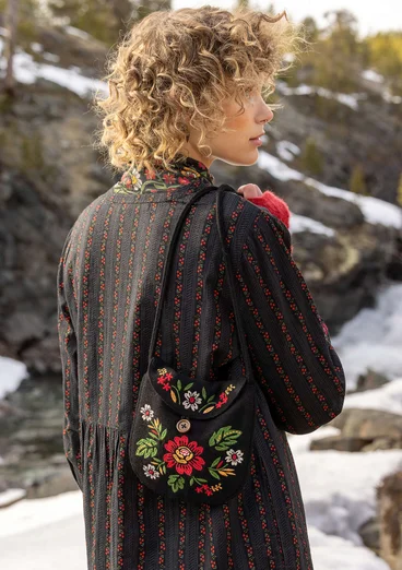 Vävd klänning "Glimra" i ekologisk bomull - svart