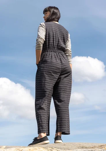 Vävd byxdress "Wavy" i ekologisk bomull - svart