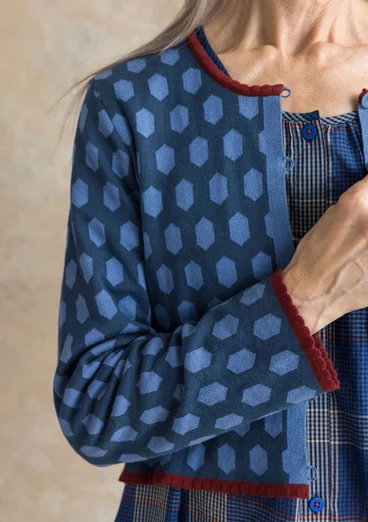 Kofta ”Vendela” i ekologisk/återvunnen bomull - stillahavsblå