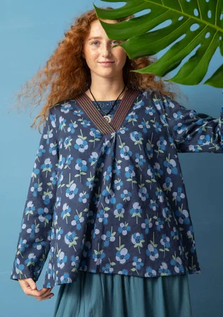 Blus "Andes" i ekologisk bomull - mörk indigo