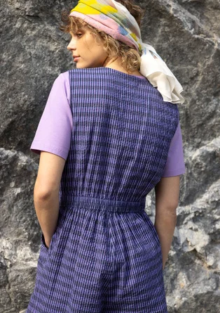 Vävd byxdress "Wavy" i ekologisk bomull - himmelsblå