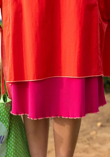 Vävd klänning "Reflexions" i ekologisk bomull - klarröd