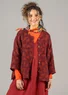 Vävd blus "Bodil" i lin (aubergine/mönstrad S)