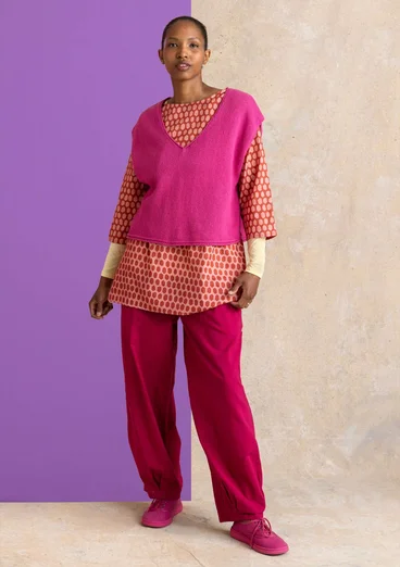 Stickad väst i ekologisk/återvunnen bomull - ljus cyklamen