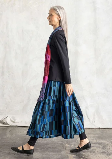 Vävd kjol "Rut" i viskos/lin - bläck/mönstrad