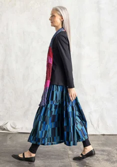 Vävd kjol "Rut" i viskos/lin - bläck/mönstrad