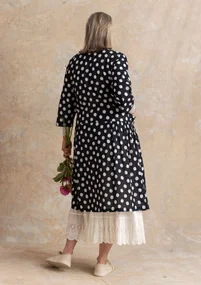 Vävd klänning ”Tindra” i ekologisk bomull - svart/mönstrad