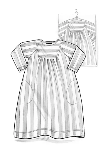 Trikåklänning "Madalena" i ekologisk bomull/modal - aubergine/svart