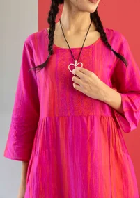 Vävd klänning "Melody" i ekologisk bomull/siden - rosa begonia