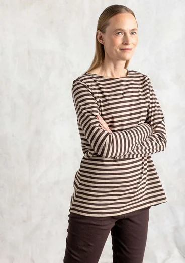 Basrandstop i ekologisk bomull - mullbär/mörk natur