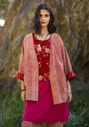 Vävd kimono ”Willow” i ekologisk bomull - henna