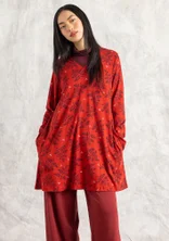 Trikåtunika "Judit" i ekologisk bomull/modal - papegojröd/mönstrad