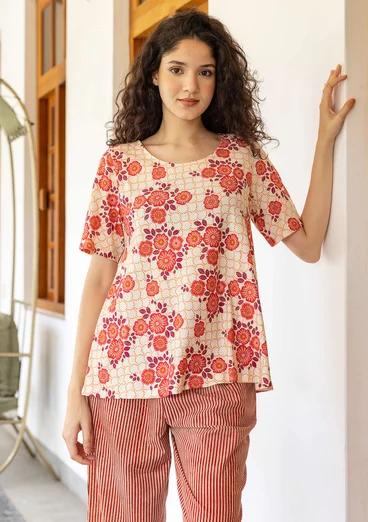 Trikå top "Rema" i ekologisk bomull - ostron