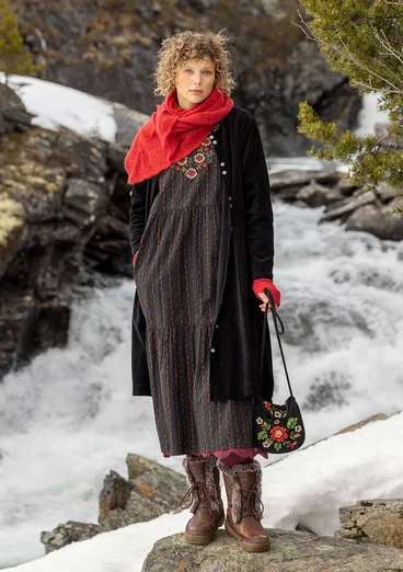 Vävd klänning "Glimra" i ekologisk bomull - svart