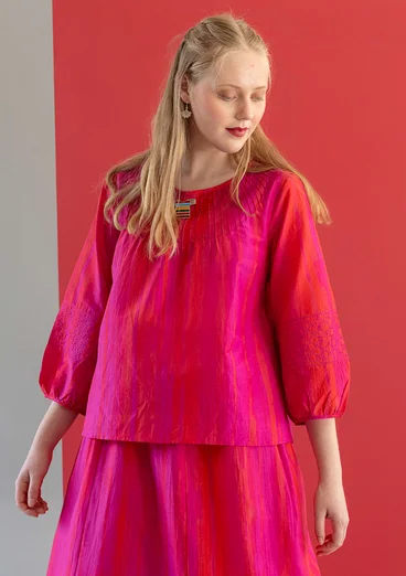 Blus "Melody" i ekologisk bomull/siden - rosa begonia