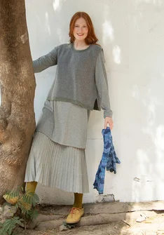 Stickad slipover "Helena" i lammullsmix - grafit/melange