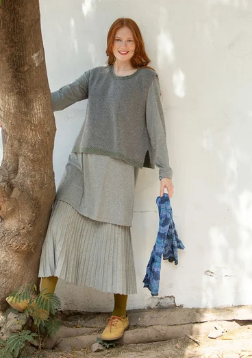 Stickad slipover "Helena" i lammullsmix - grafit/melange