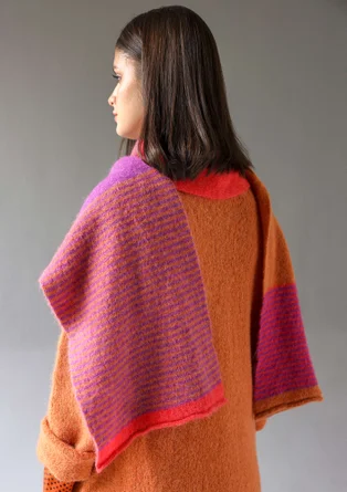 Halsduk "Stripe" i alpackamix - midsommarblomster