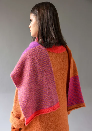 Halsduk "Stripe" i alpackamix - midsommarblomster