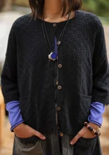 Kofta i ekologisk/återvunnen bomull - svart