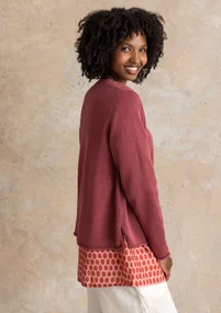 Kofta i återvunnen bomull - dovröd