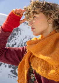 Torgvante "Forgetmenot" i alpackamix - papegojröd/melange