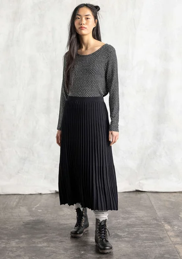 Trikåtop "Tina" i lyocell/elastan - svart/mönstrad