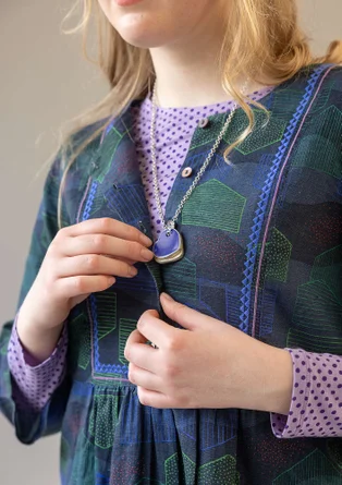 Berlock "Blue heart" i halvädelsten/silver - kleinblå