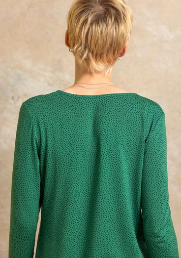 Trikåtop ”Bianca” i lyocell/elastan - mörk smaragd/mönstrad