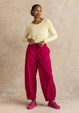 Vävd byxa ”Vendela” i ekologisk bomull - cyklamen