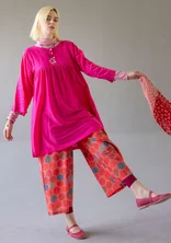 Vävd klänning "Marie" i ekologisk bomull/siden - mörk pion