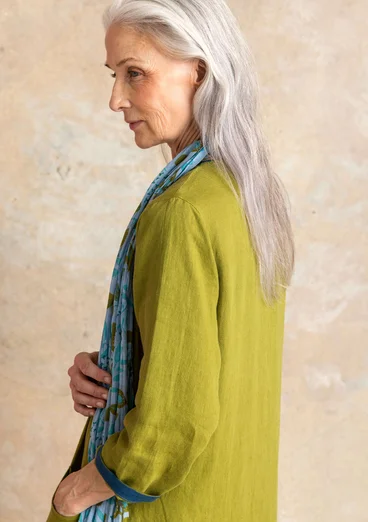 Vävd klänning i lin - grönpeppar