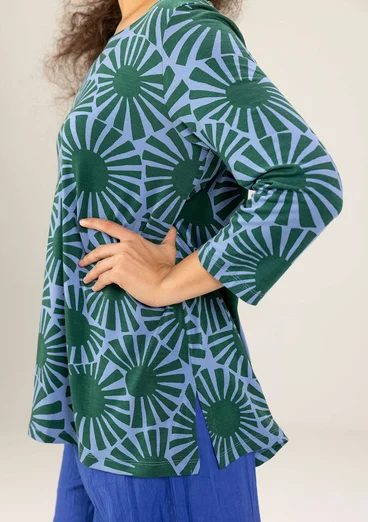 Mönstrad topp "Taiyoko" i lyocell/elastan - regnskogsgrön