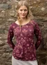 Blommig topp "Idun" i lyocell/elastan (aubergine XL)