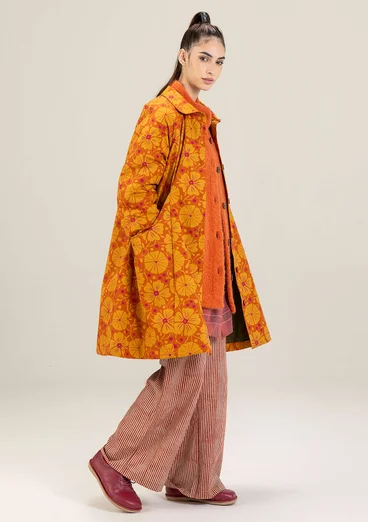 Blommig kappa "Cress" i ekologisk bomull - henna