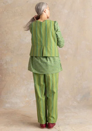 Vävd väst ”Esme” i bomull/lin - kiwi/randig