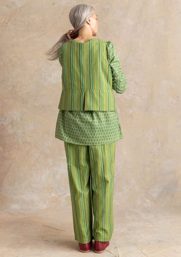 Vävd väst ”Esme” i bomull/lin - kiwi/randig