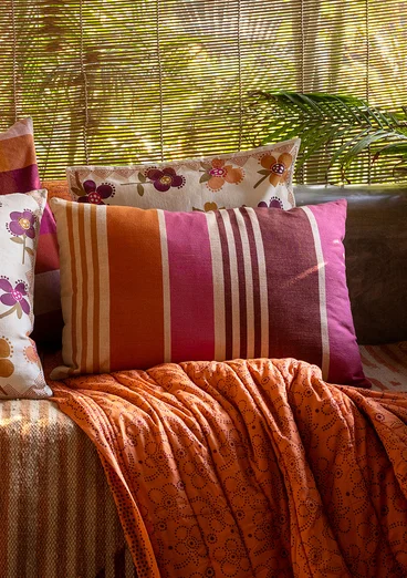 Kudde "Ecuador" i ekologisk bomull, med innerkudde - vinröd