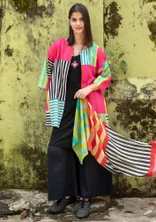 Färgglad vävd blus "Cherai" i ekologisk bomull - smultron