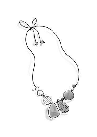 Halsband ”Agnes” i träpärlor - mango