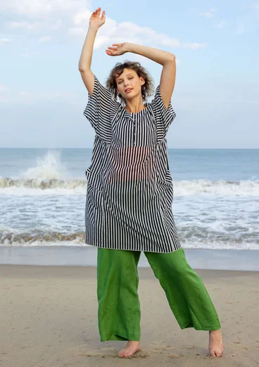 Vävd klänning "Reflexions" i ekologisk bomull - svart/halvblekt