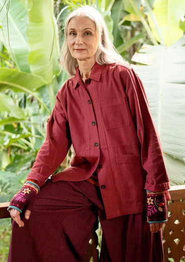 Vävd jacka "Agatha" i ekologisk bomull - rödbeta