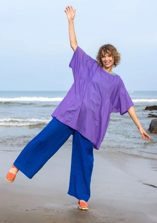 Vävd byxa i lin - kleinblå