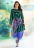 Trikåklänning "Madalena" i ekologisk bomull/modal (ljus buteljgrön/mörk indigo L)