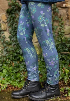 Blommiga leggings "Idun" i lyocell/elastan - dimblå