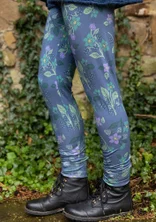 Blommiga leggings "Idun" i lyocell/elastan - dimblå