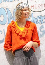 Vävd blus "Amelie" i ekologisk bomull - chili