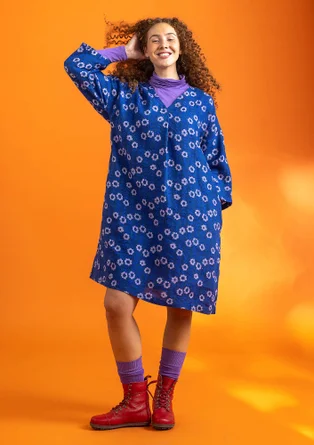 Vävd klänning "Jasmine" i lin - indigo/mönstrad