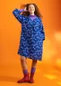 Vävd klänning "Jasmine" i lin (indigo/mönstrad S)