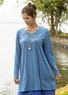 Randig trikåtunika i ekologisk bomull (klarblå XXL)